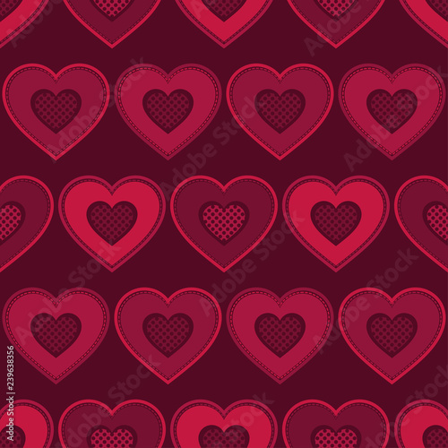 Decorative hearts of pieces with stroke. Seamless pattern. Valentine s day. Vector illustration. Can be used for wallpaper  textile  invitation card  wrapping  web page background.