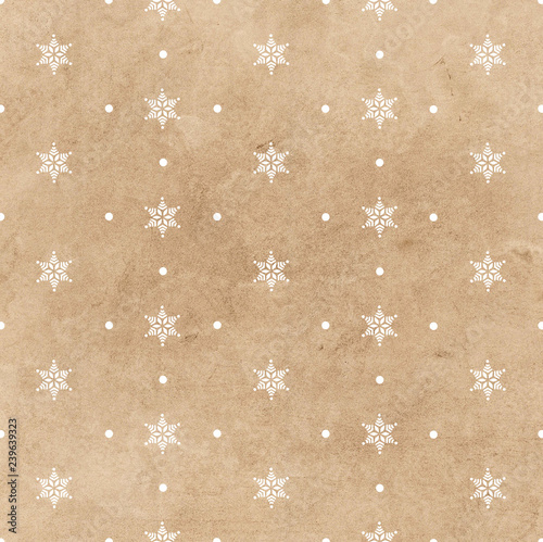 Snowflakes pattern White and brown beige Christmas card Beige Brown Vintage paper Christmas invitation Retro background