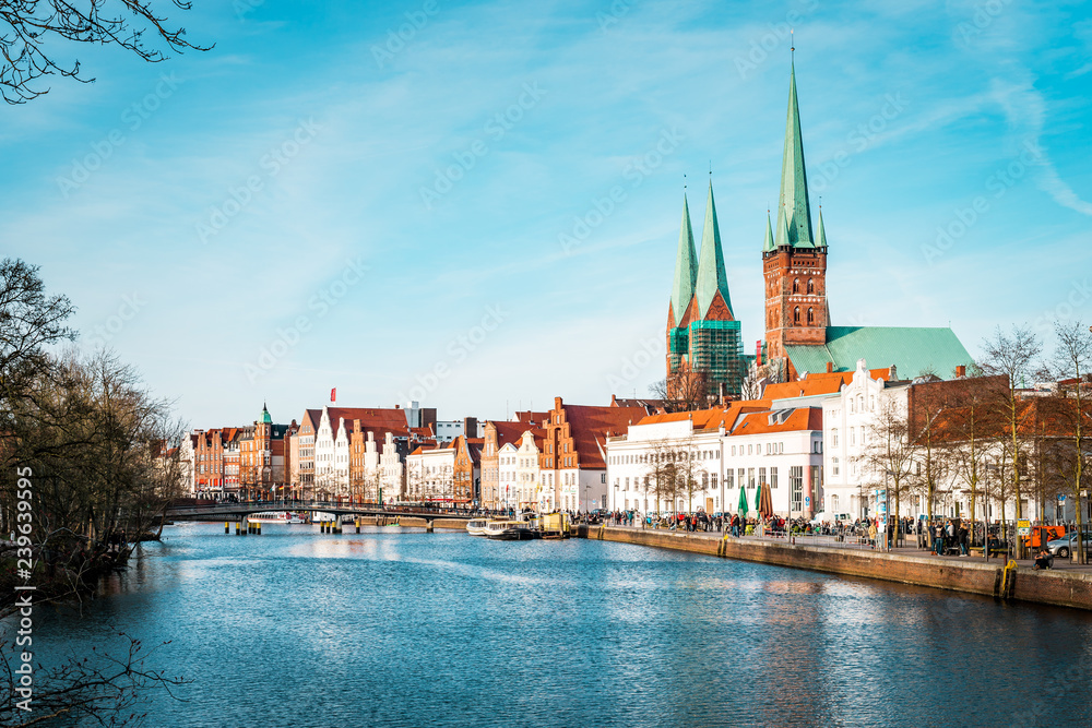 Panorama of the city Lubeck, Germany
