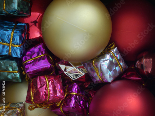 christmas balls and gift box