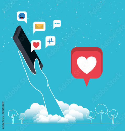 smartphone with social media messages