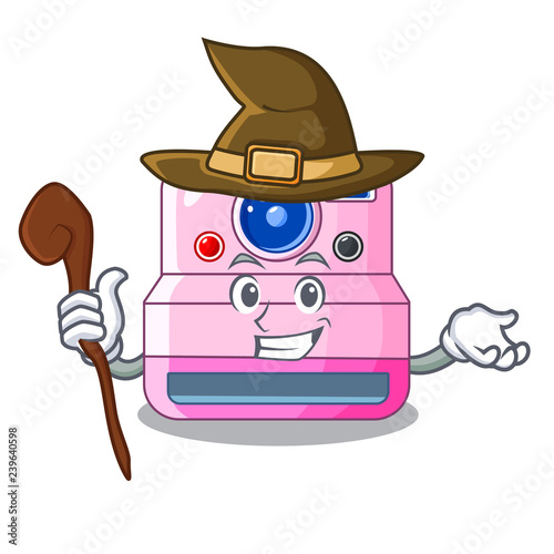 Witch instant camera in a shape character