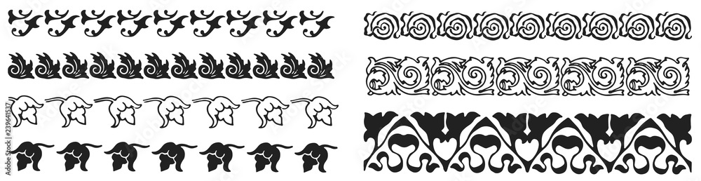 borders and divider set #vector design decoration elements - obrazy, fototapety, plakaty 