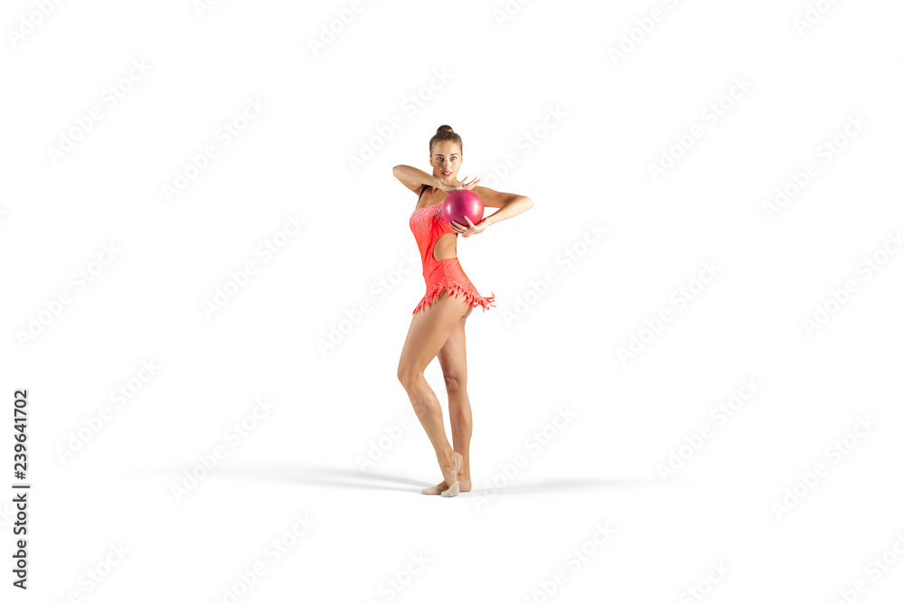 Rhythmic gymnastics isolated on white Rhythmic gymnastics isolated on white