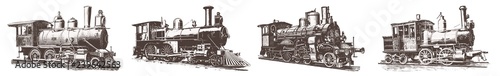 Locomotive engine vintage railway set #vector – Lokomotiven Dampflokomotive Eisenbahn