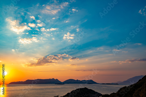 Amazing sunset over mediterranean sea