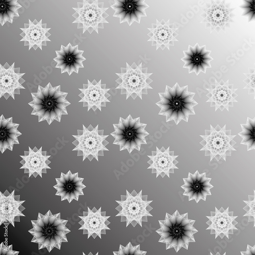 Festive seamless pattern of funny snowflakes and stars