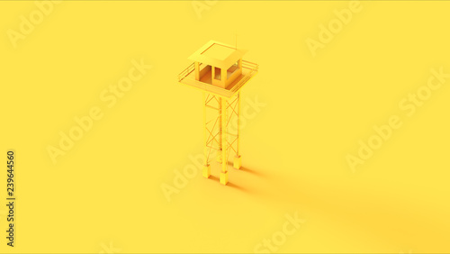 Yellow Watch Tower 3d illustration 