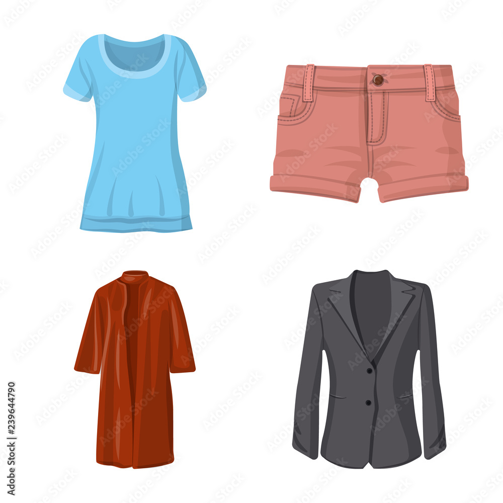 Vector illustration of woman and clothing sign. Collection of woman and wear vector icon for stock. Vector illustration of woman and clothing sign. Collection of woman and wear vector icon for stock.