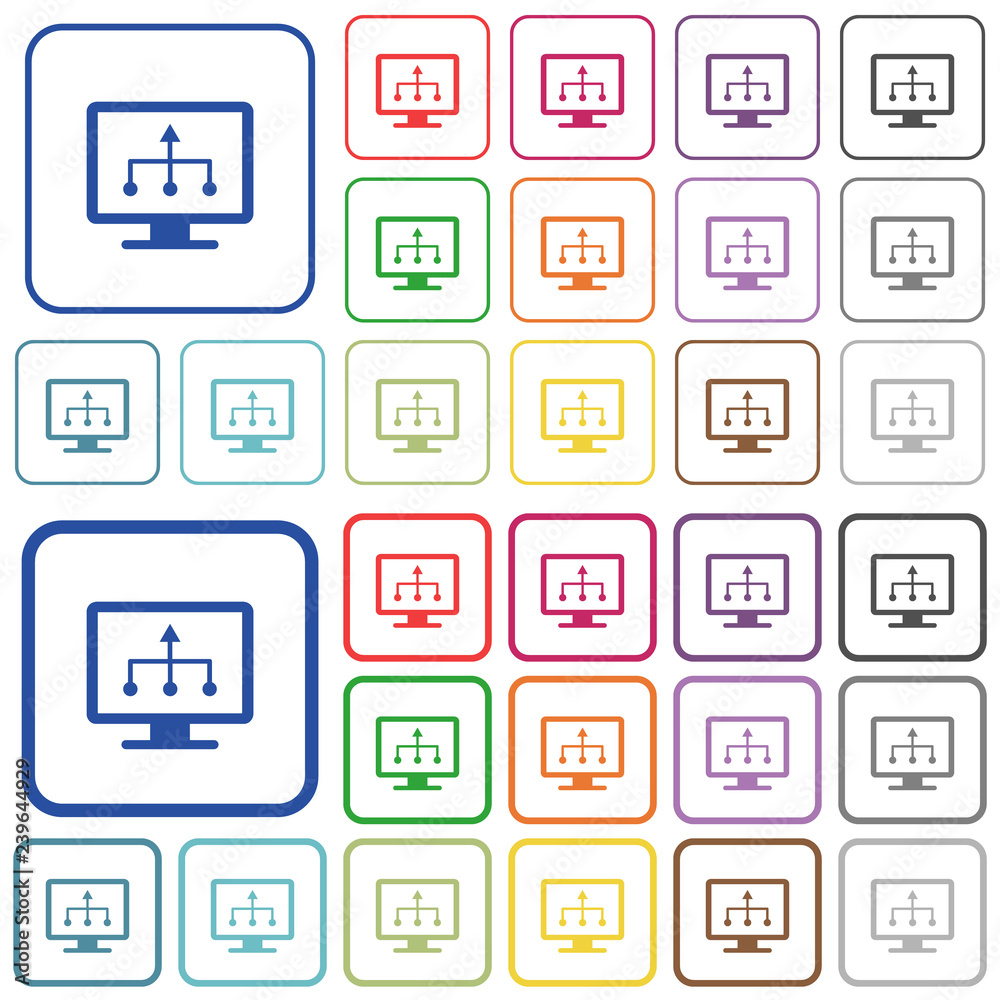 TV select source outlined flat color icons