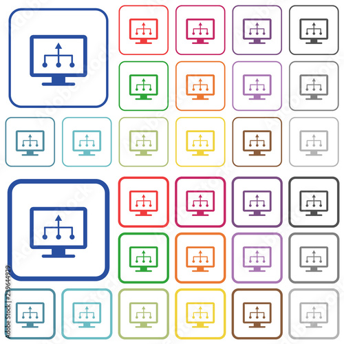 TV select source outlined flat color icons