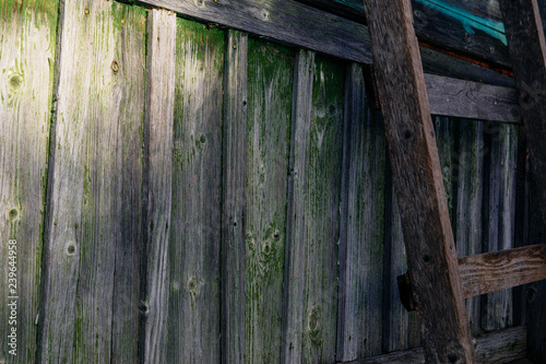 old green plank wall