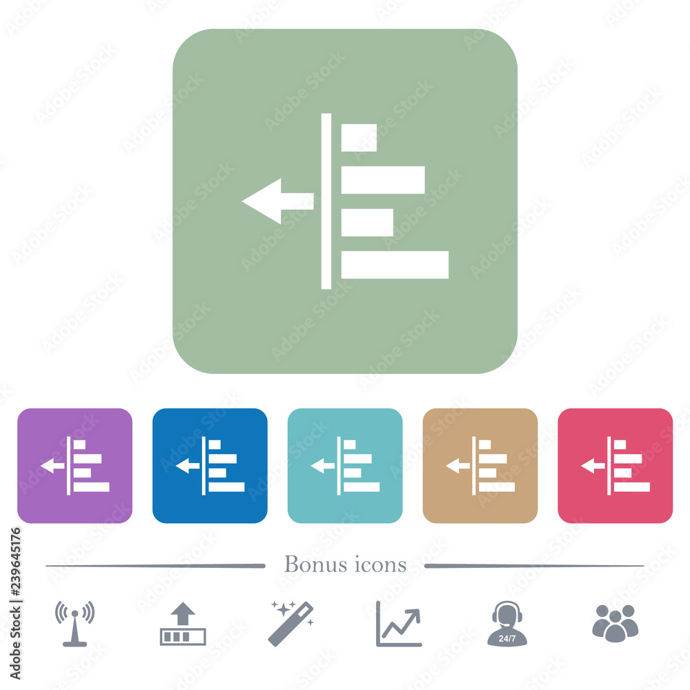 Decrease left indentation of content flat icons on color rounded square backgrounds
