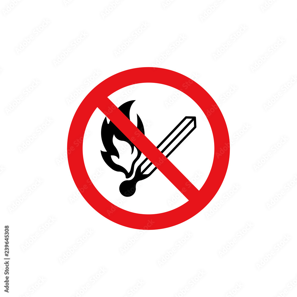 Prohibition sign (pictogram) / No open flame Prohibition sign (pictogram) / No open flame