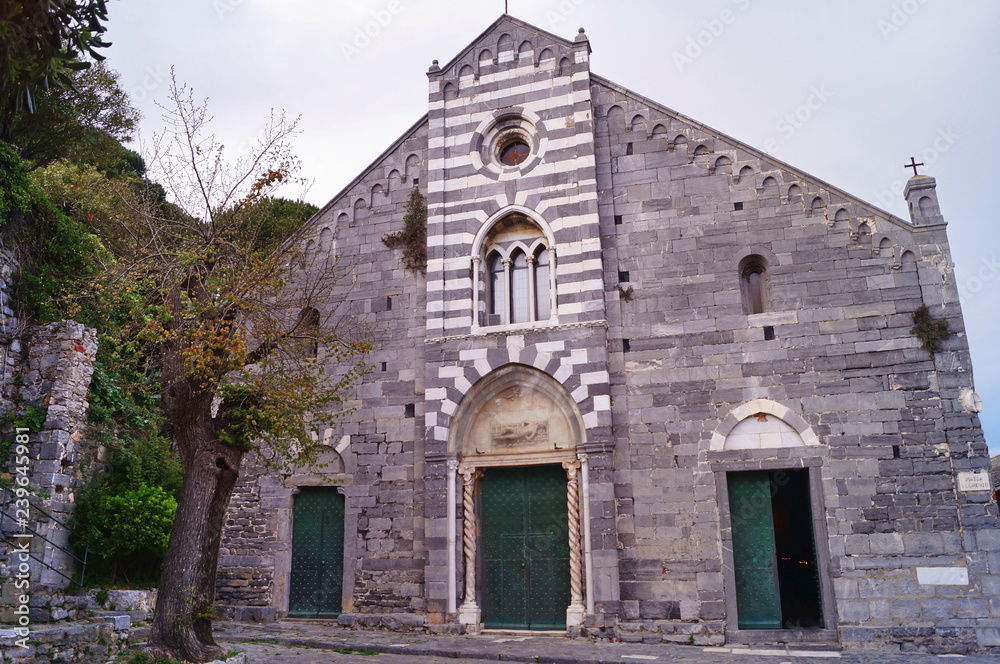 Facade of the church of St. Lawrence, Portovenere, Liguria, Italy