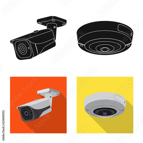 Isolated object of cctv and camera sign. Set of cctv and system vector icon for stock.