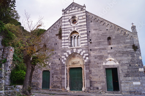 Facade of the church of St. Lawrence, Portovenere, Liguria, Italy © sansa55