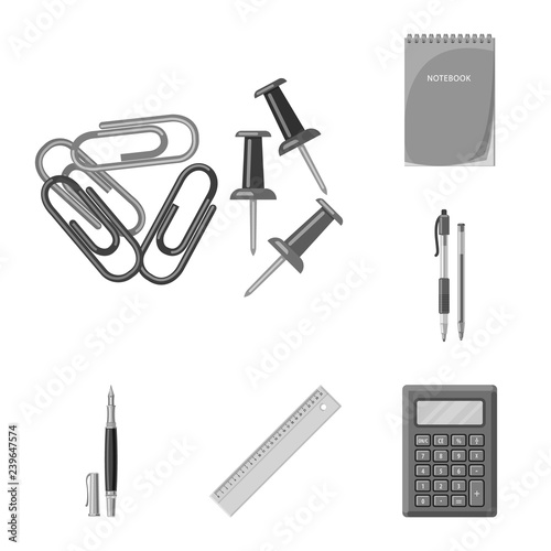 Vector illustration of office and supply icon. Collection of office and school stock symbol for web.