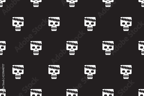 Vector cartoon skull seamless pattern for design.