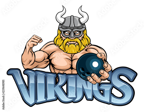 A Viking warrior gladiator bowling sports mascot