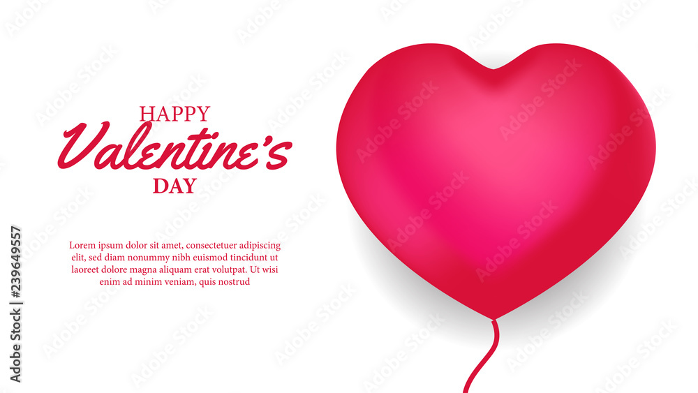 valentine day banner template with hearth balloon. vector illustration