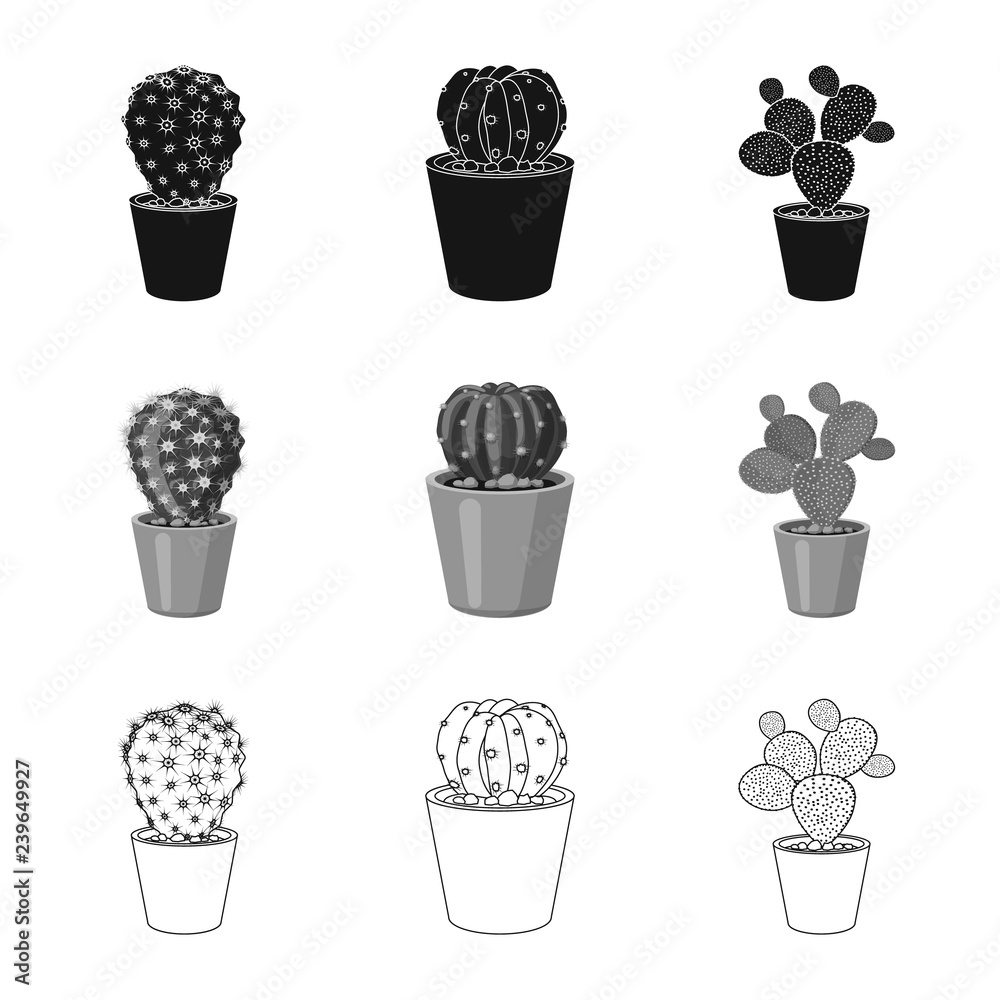 Vector design of cactus and pot icon. Set of cactus and cacti stock symbol for web. Vector design of cactus and pot icon. Set of cactus and cacti stock symbol for web.