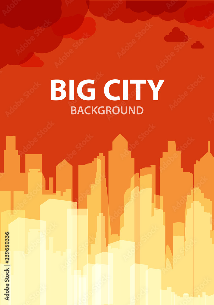 Big city abstract background. White a4 brochure cover design. Creative ad flyer font. Modern vector front page.