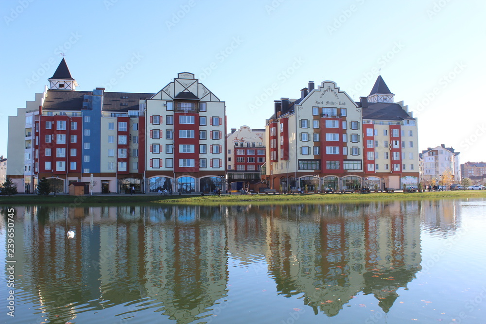 Obraz premium colorful houses near the lake