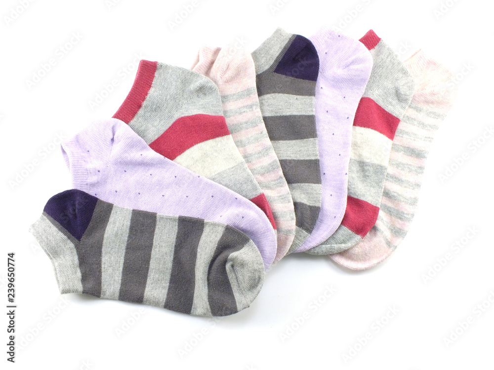 collection of colored socks isolate on white background collection of colored socks isolate on white background