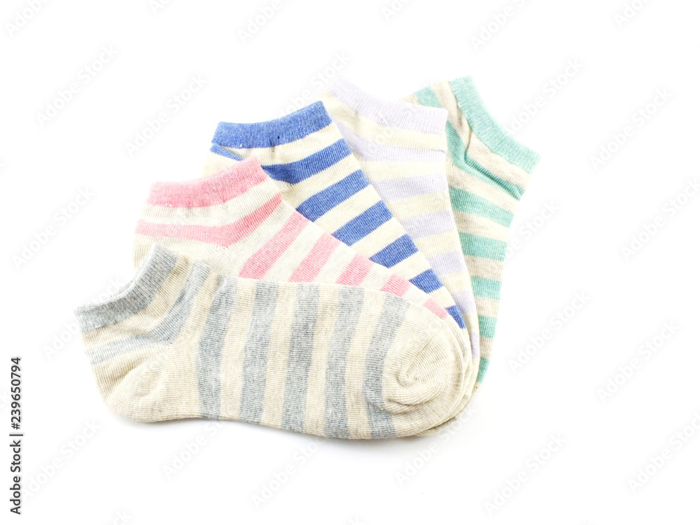 collection of colored socks isolate on white background collection of colored socks isolate on white background