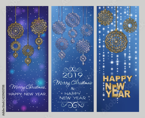 Set of New Year banners in ...