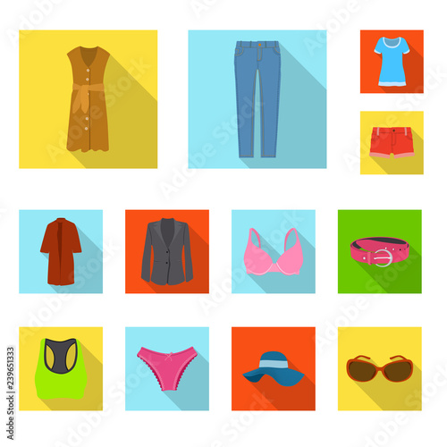 Isolated object of woman and clothing icon. Collection of woman and wear stock symbol for web.