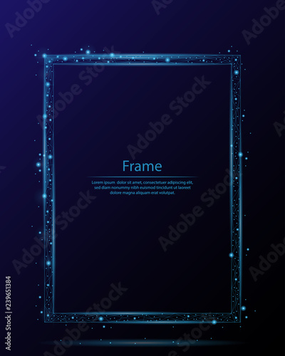 Abstract image of a rectangular frame in the form of constellations and stars, consisting of lines and dots.