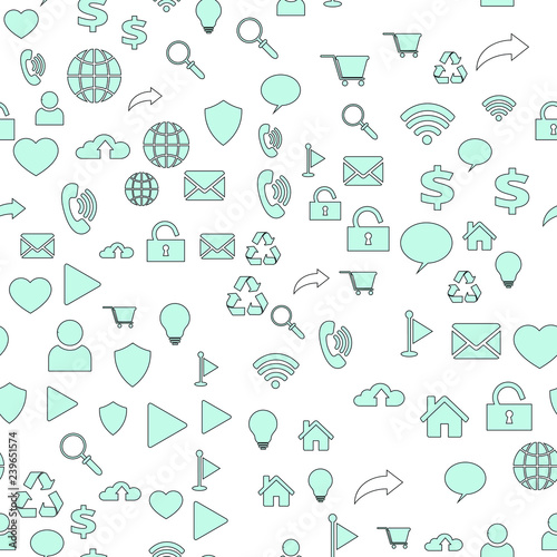 Web computer Icons. Network Technology. Seamless vector EPS 10 pattern