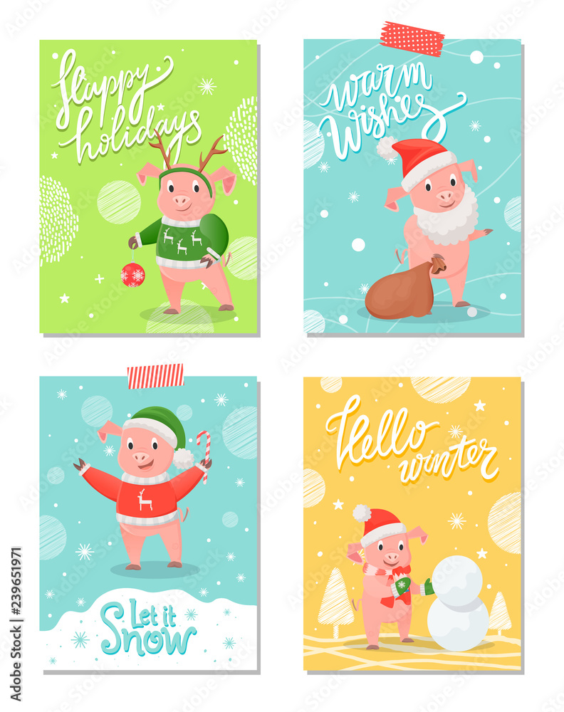 Fototapeta premium Happy Holidays New Year Symbol Christmas Piglet