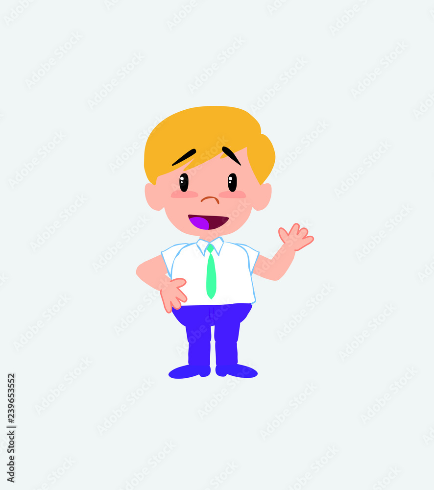 Businessman in casual style waving, happy. Businessman in casual style waving, happy.