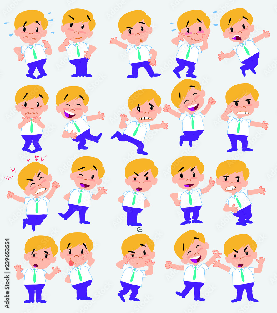 Cartoon character businessman in casual style. Set with different postures, attitudes and poses, doing different activities in isolated vector illustrations. Cartoon character businessman in casual style. Set with different postures, attitudes and poses, doing different activities in isolated vector illustrations.