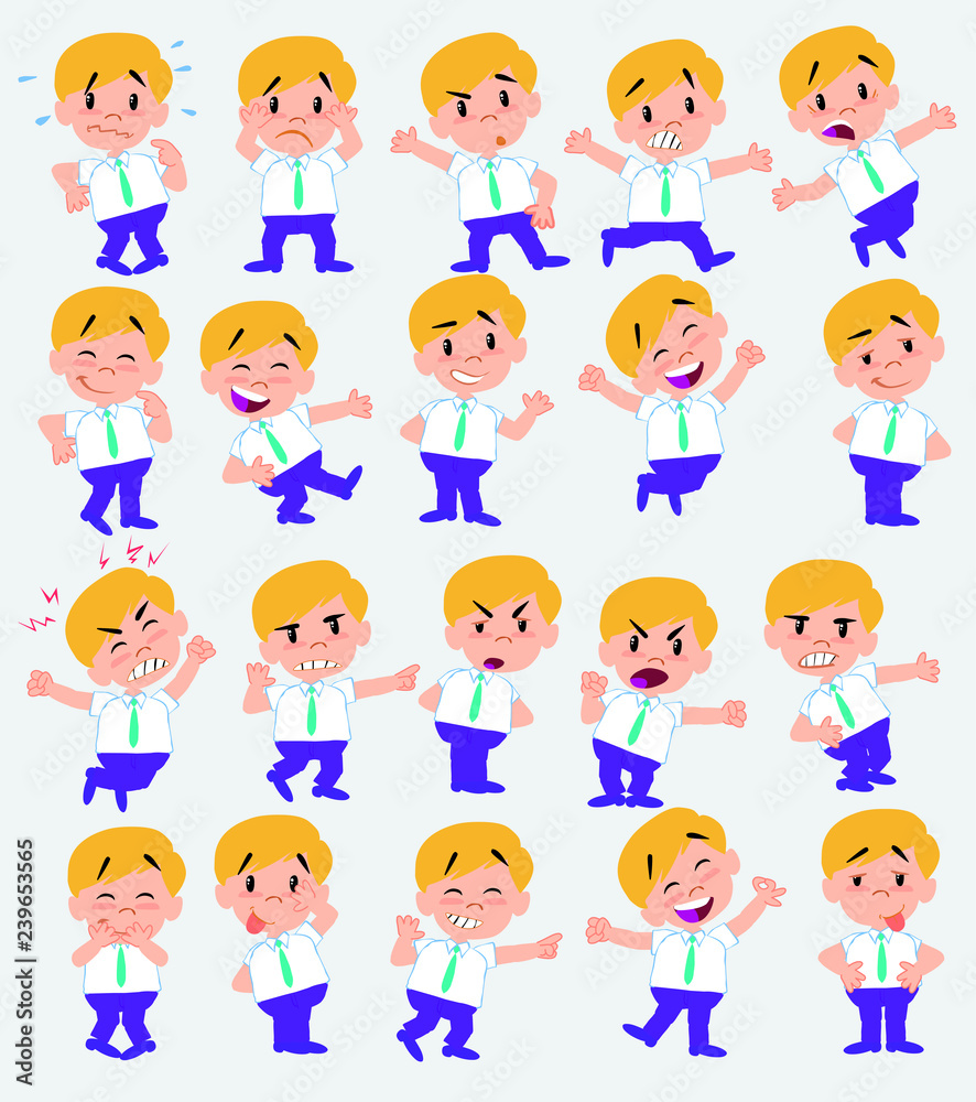 Cartoon character businessman in casual style. Set with different postures, attitudes and poses, doing different activities in isolated vector illustrations. Cartoon character businessman in casual style. Set with different postures, attitudes and poses, doing different activities in isolated vector illustrations.