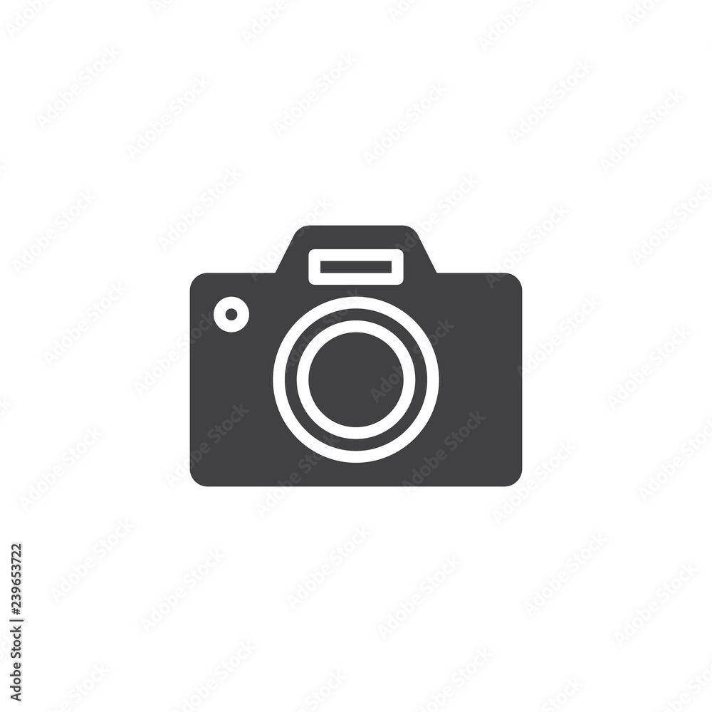 Photo camera vector icon. filled flat sign for mobile concept and web design. Camera simple solid icon. Symbol, logo illustration. Pixel perfect vector graphics Photo camera vector icon. filled flat sign for mobile concept and web design. Camera simple solid icon. Symbol, logo illustration. Pixel perfect vector graphics