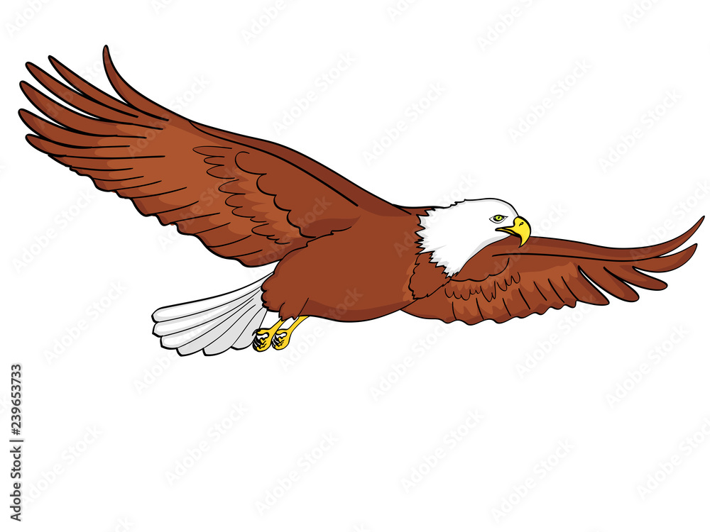 Obraz premium Bird eagle, falcon. Raster of an imitation retro comic style. isolated object on white background