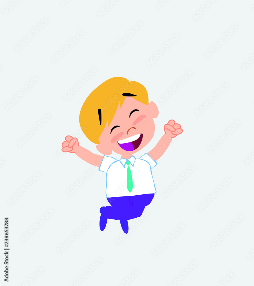 Businessman in casual style jumping for joy. Businessman in casual style jumping for joy.