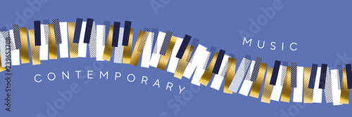 Classic piano keyboard in wave dynamic shape.