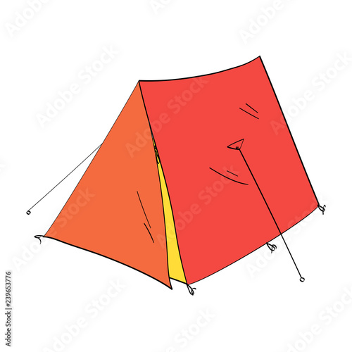 Isolated object on white background. Camping tent for fishing