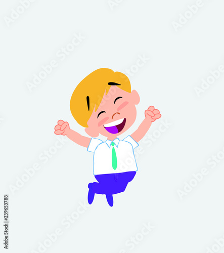 Businessman in casual style jumping for joy.