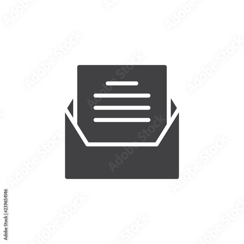 Open envelope message vector icon. filled flat sign for mobile concept and web design. Review mail simple solid icon. Symbol, logo illustration. Pixel perfect vector graphics