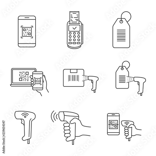 Barcodes linear icons set