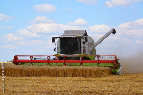 Beautiful harvester working in the field in Russia