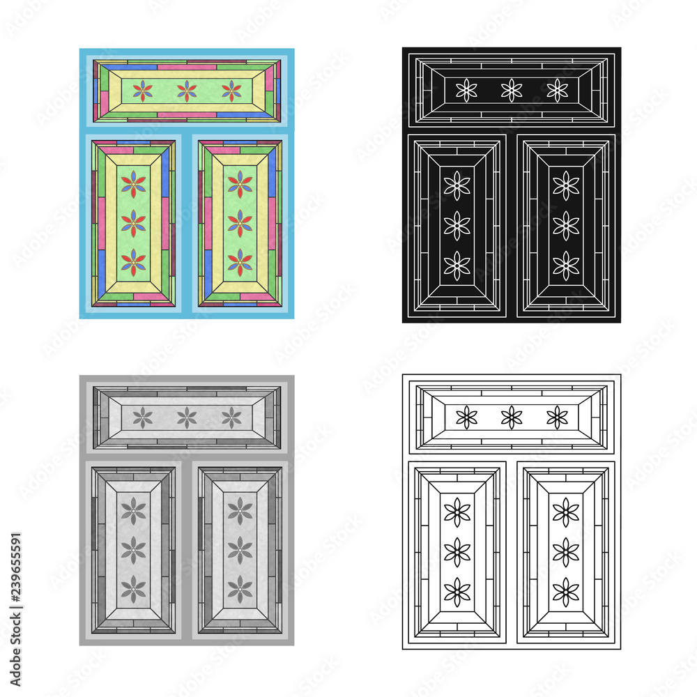Vector design of door and front sign. Set of door and wooden stock vector illustration.