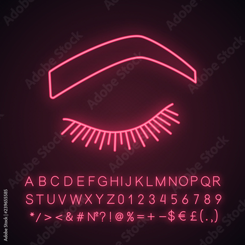 Steep arched eyebrow shape neon light icon
