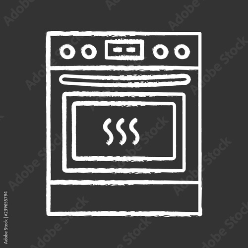 Kitchen stove chalk icon